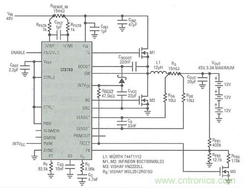 圖4：3. 3A電流、6節電池(36V)SLA電池充電器