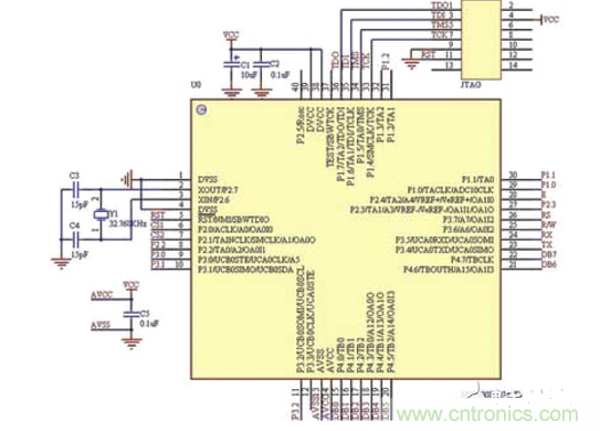 倒車雷達系統主控電路圖