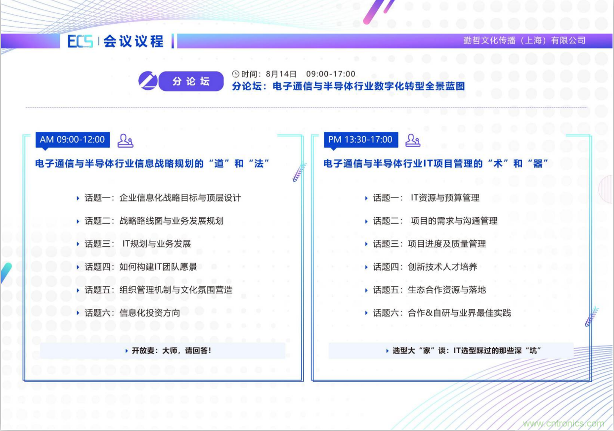 ECS 2020|第二屆中國電子通信與半導(dǎo)體CIO峰會正式啟動！