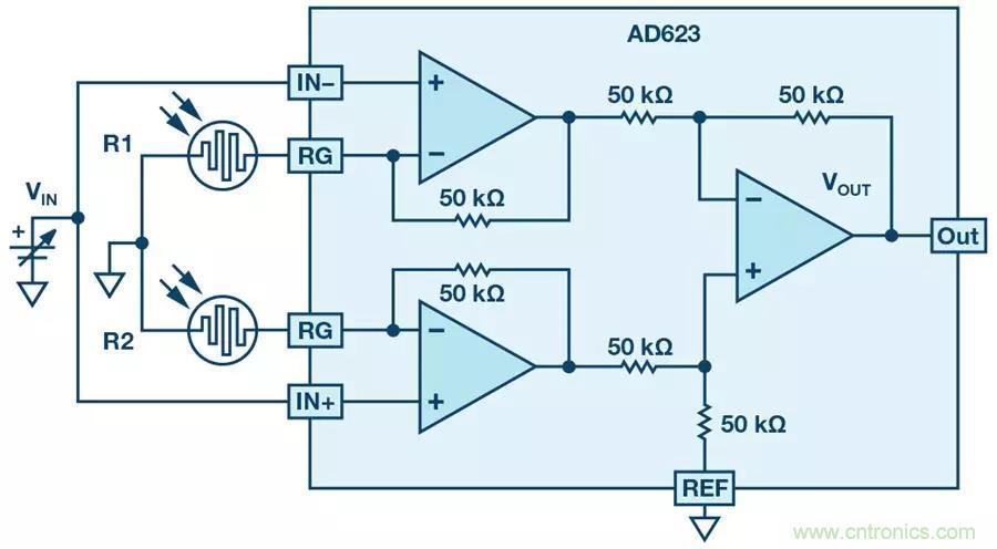 你有沒有試過用儀表放大器測量兩個光源的相對強度？