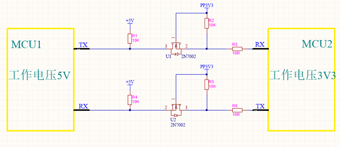 不同的電平信號的MCU如何進行串口通信？